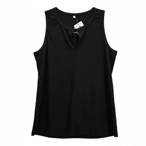 NWT | RIROW Black Keyhole Tank Top | Gold Ring Hardware | Size Large